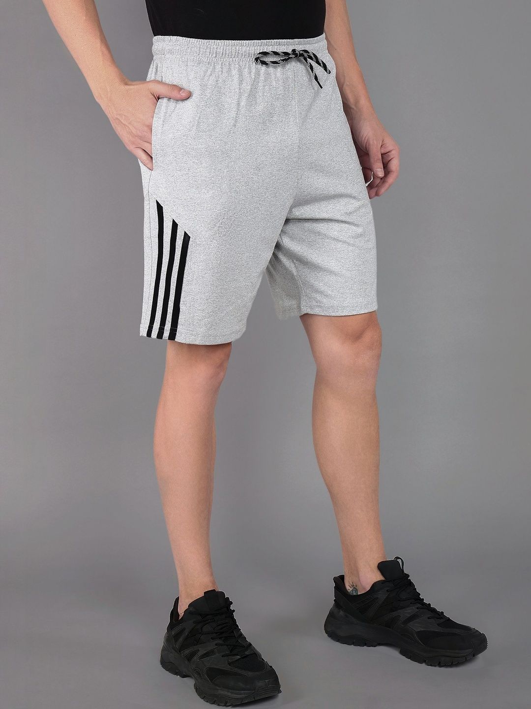 Moda Rapido Men Grey Solid Cotton Sports shorts-picture-28