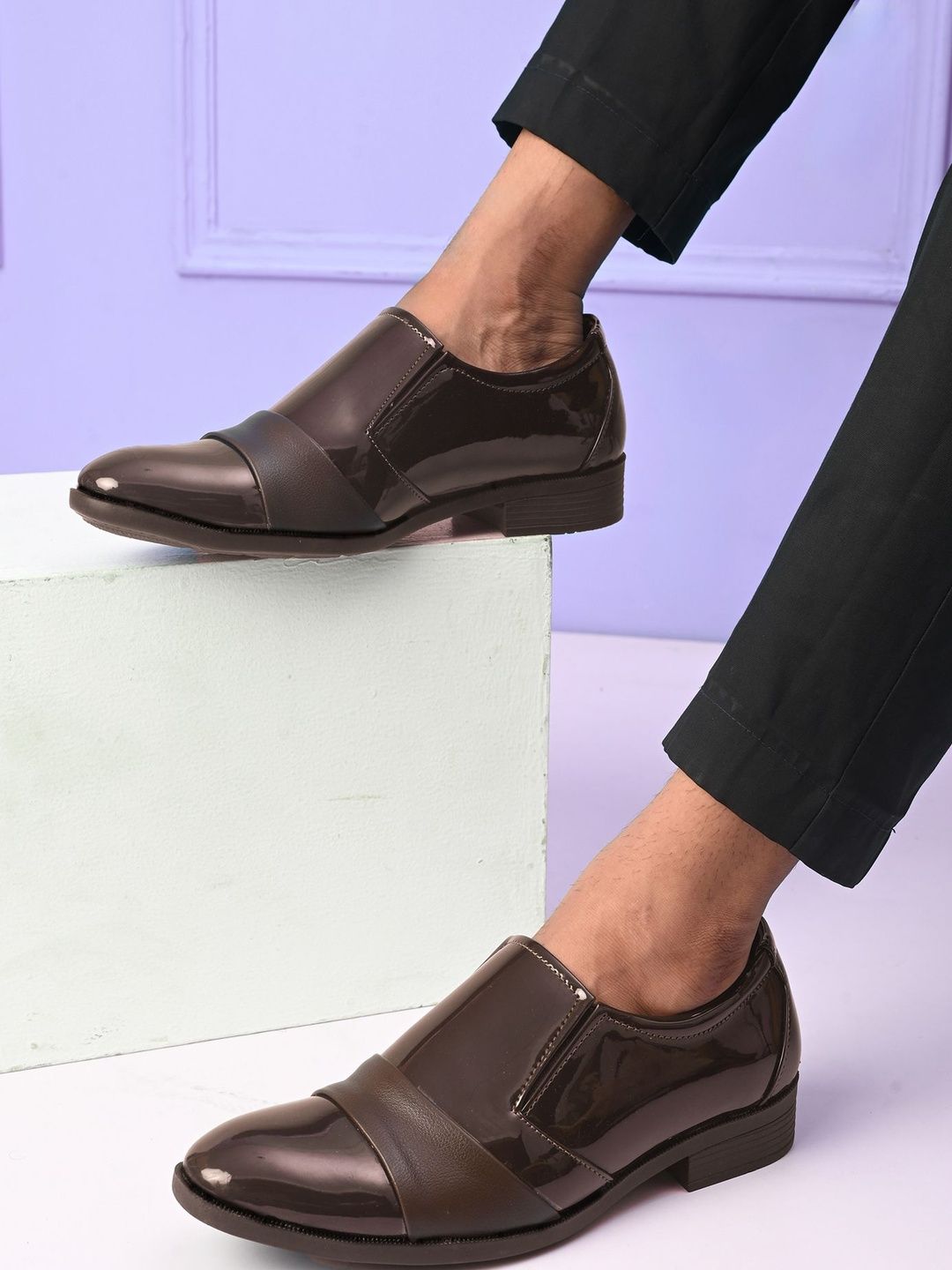 HERE&NOW Men Brown Slip On Formal Shoes-picture-23