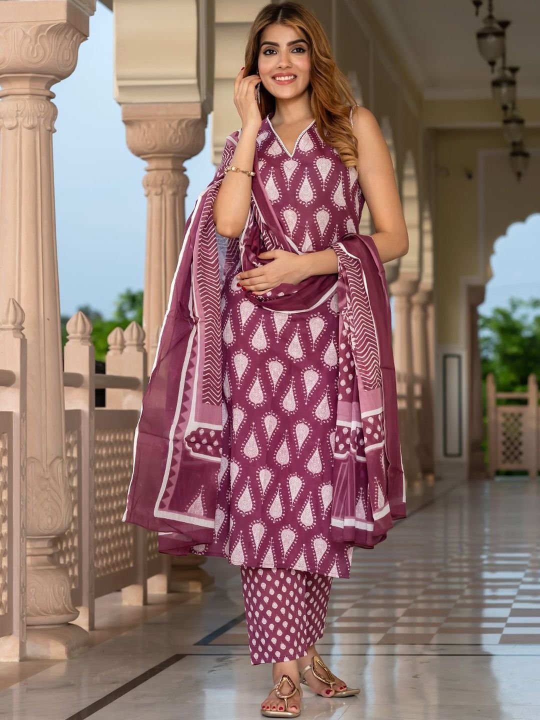 KALINI Printed Pure Cotton Kurta Set-picture-39
