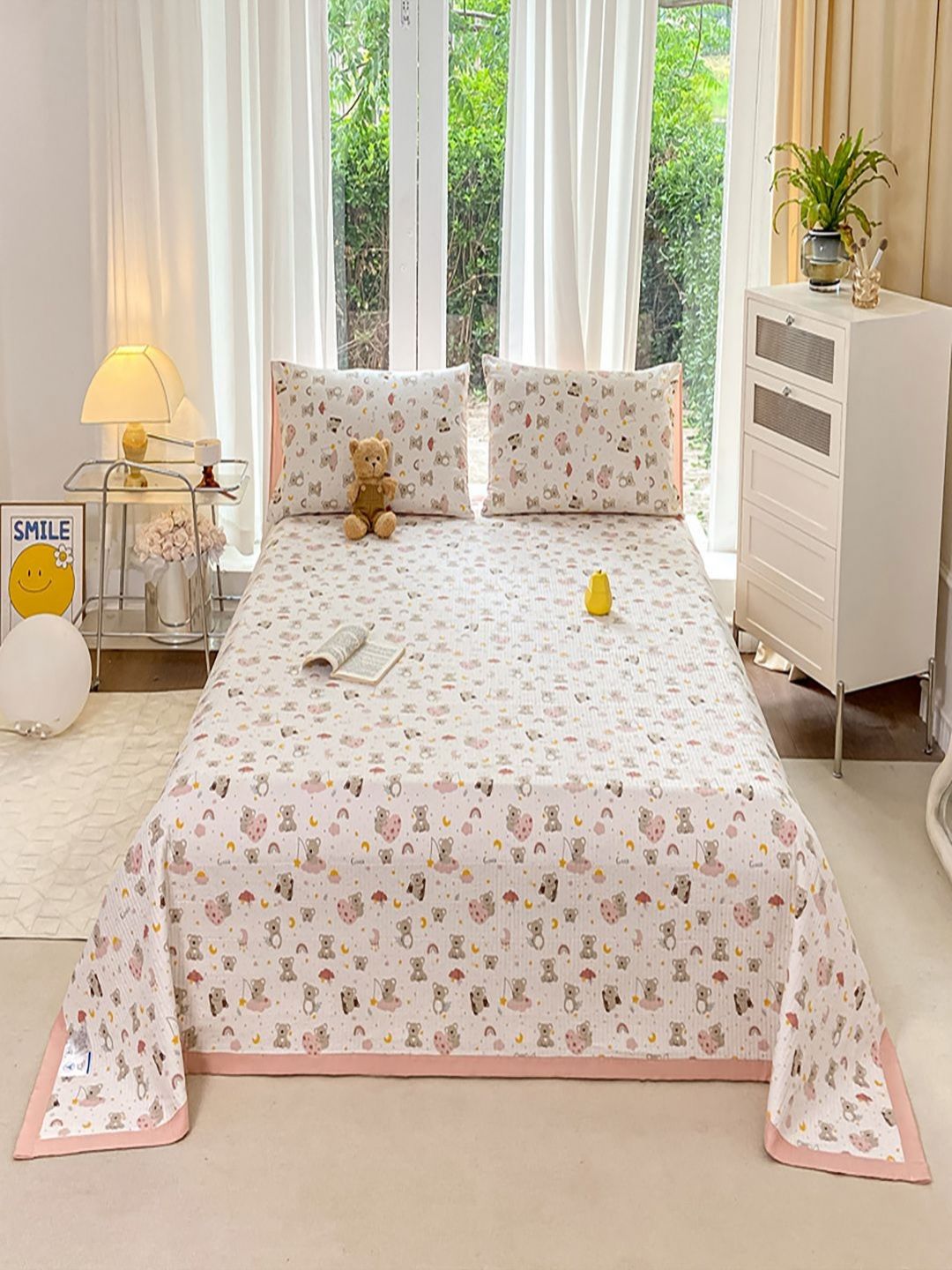 JC HOME Printed Double Queen Bed Cover With 2 Pillow Covers-image-36