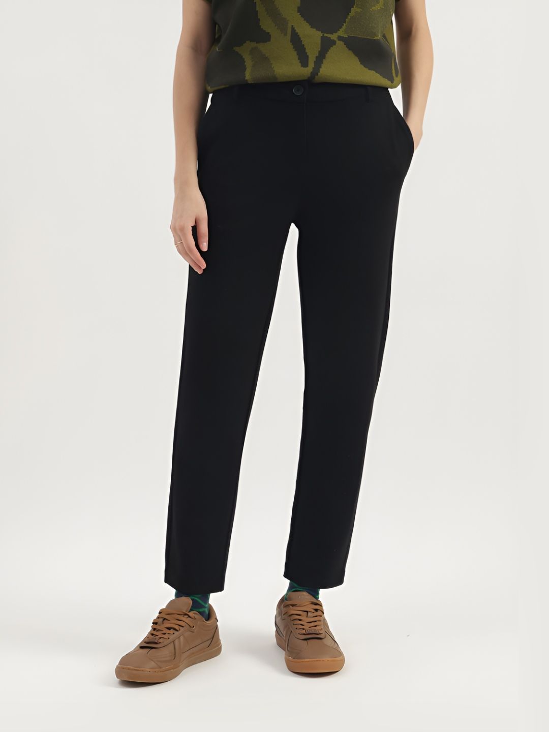 United Colors of Benetton Women Regular Fit Mid-Rise Formal Trousers-picture-13