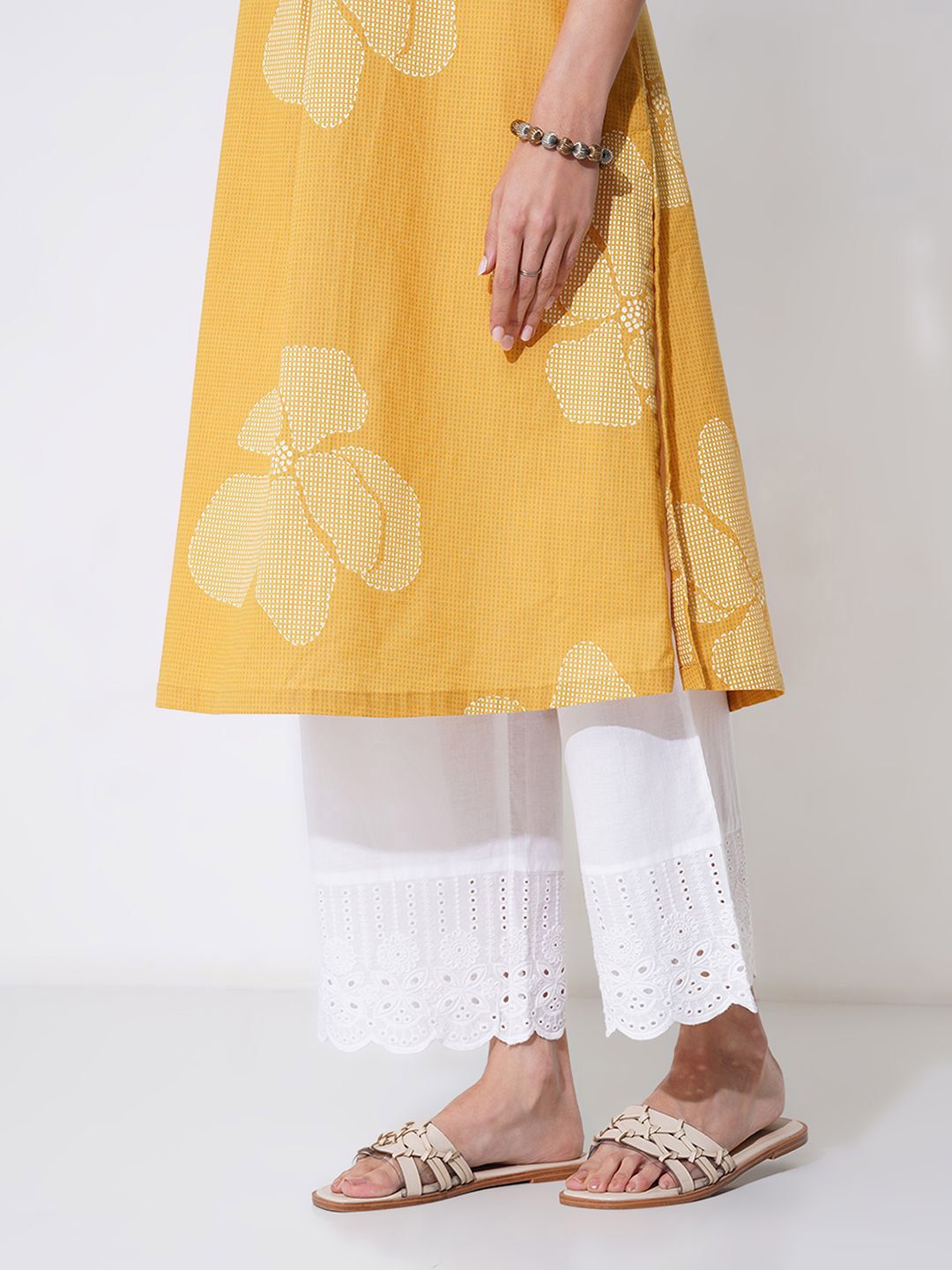 RANGMANCH BY PANTALOONS Women Schiffli Wide Leg Ethnic Palazzo-image-1