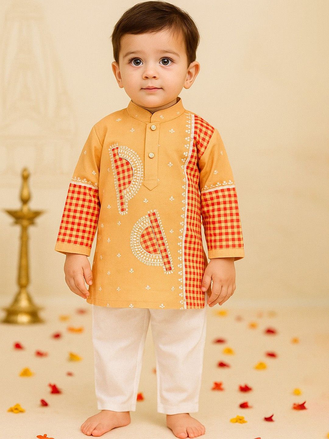 BAESD Boys Checked Regular Pure Cotton Kurta With Pyjamas-image-18