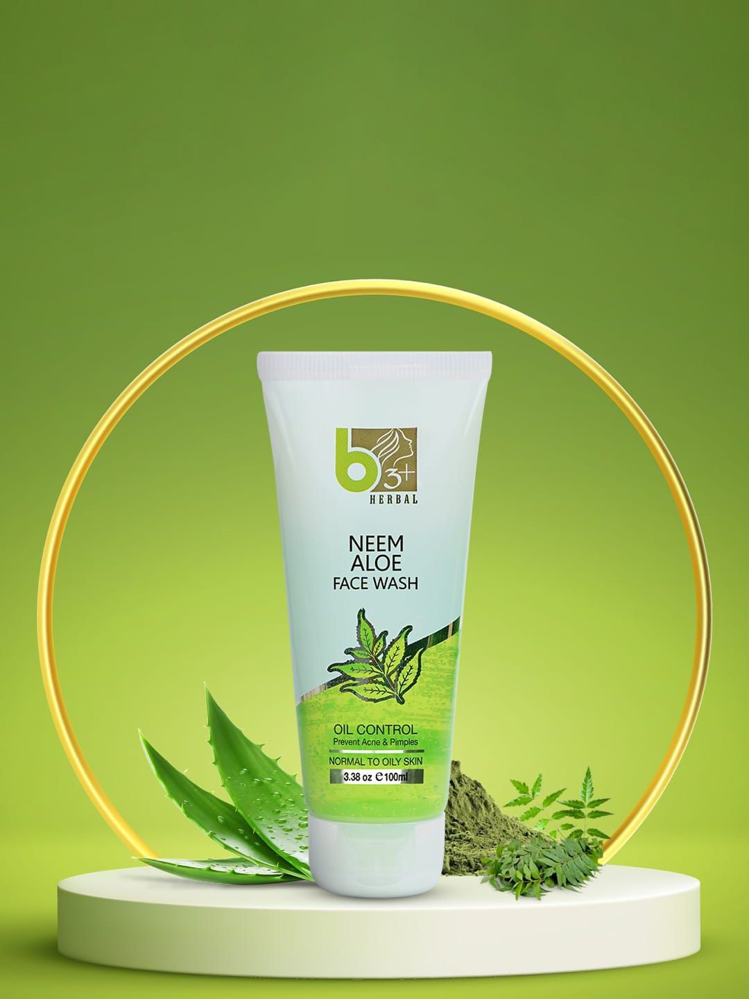 b3+ HERBAL Neem & Aloe Vera Face Wash - 100 ml-picture-33