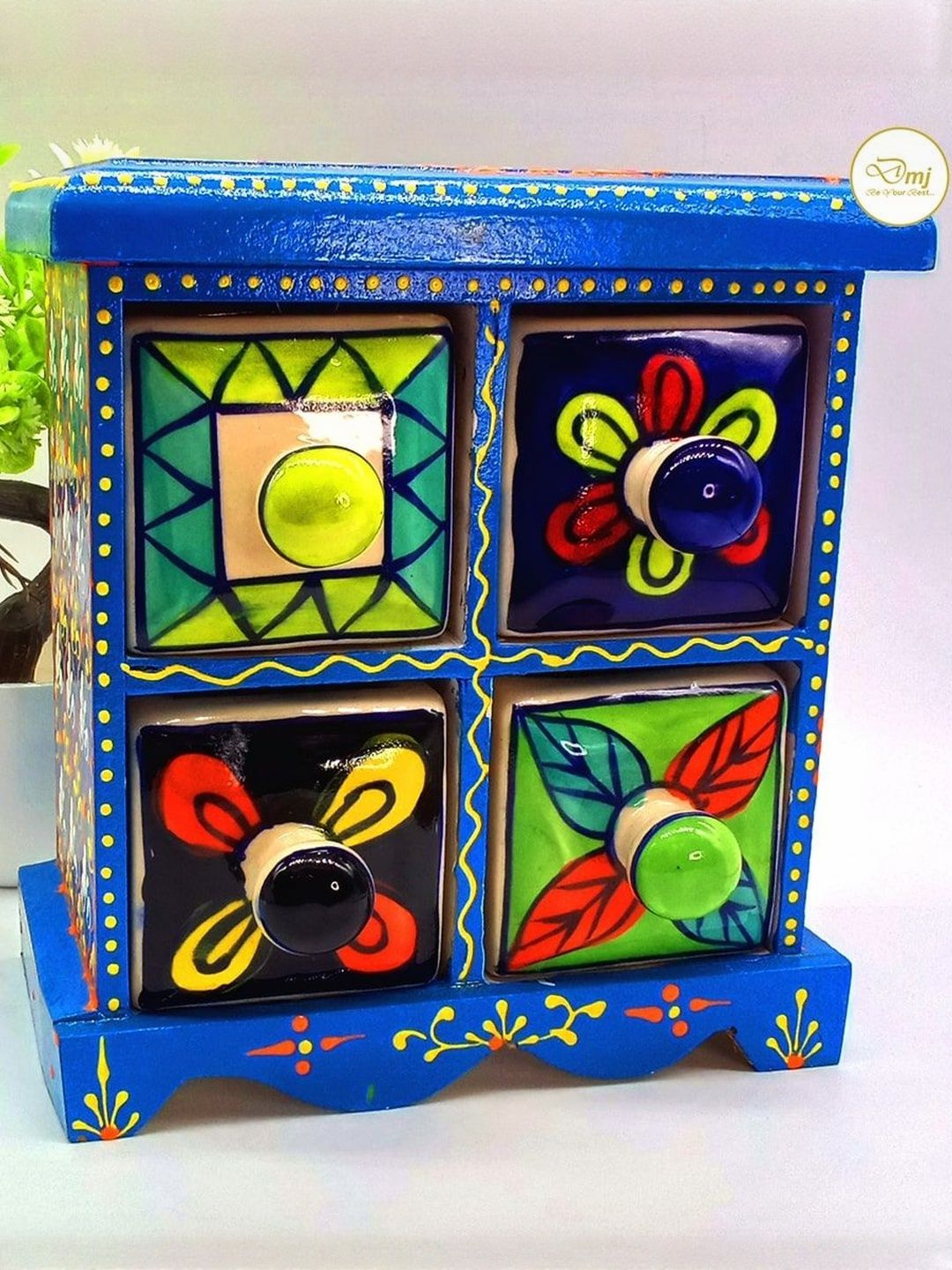 DIWAM HANDICRAFTS Multicolor Floral Pattern Decorative Storage Box