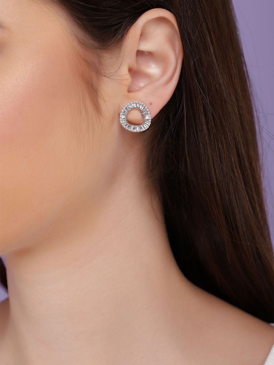 LULU & SKY Artificial Stones Studded And Beaded Circular Shaped Studs-image-39