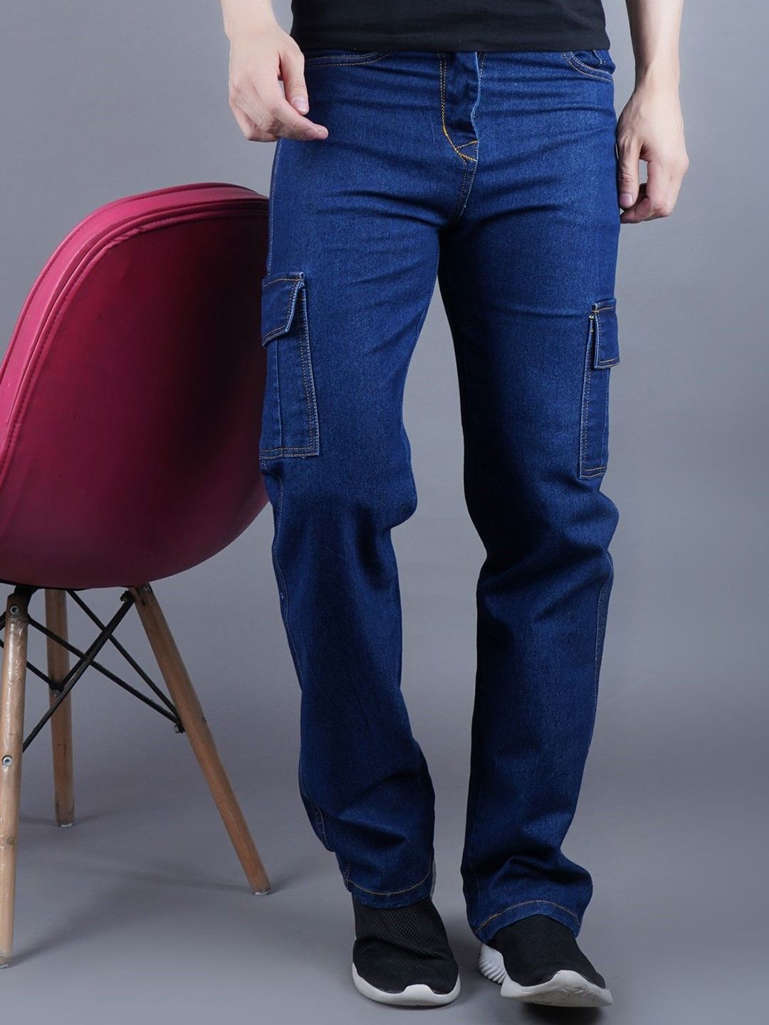 MaverIQ Men Classic Relaxed Fit Mid-Rise Light Fade Stretchable Jeans-picture-33