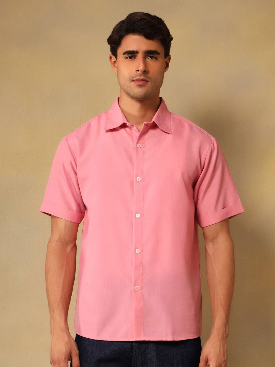 Kotty Comfort Fit Linen Spread Collar Casual Shirt-picture-30