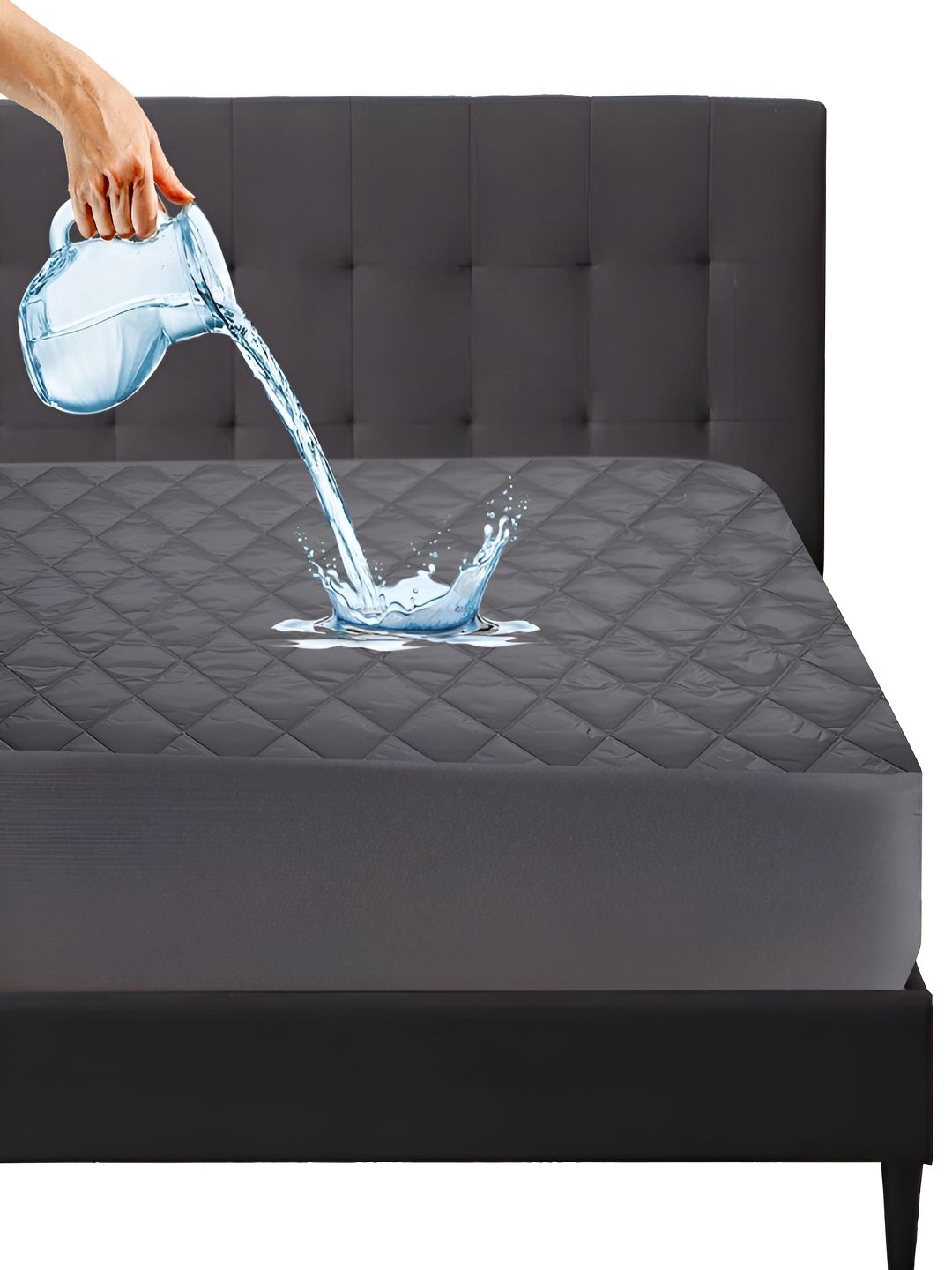 Mattress Protector Grey Quilted Cotton Waterproof Mattress Protector-image-22