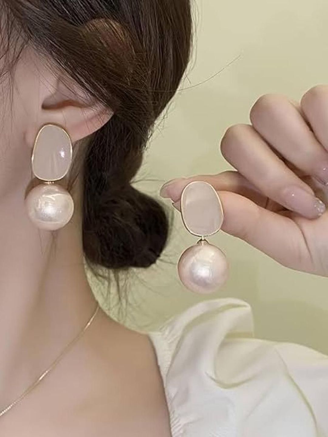 EL REGALO Artificial Stones Studded Spherical Shaped Drop Earrings-image-38