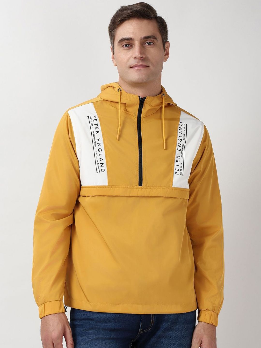 Peter England Casuals Men Hooded Brand Logo Printed Tailored Jacket-picture-22