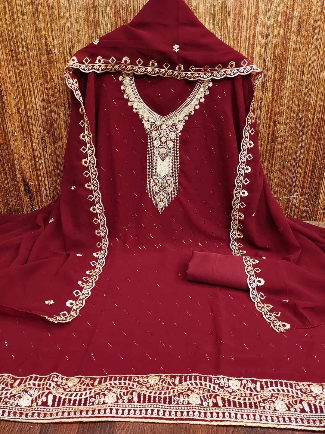 KALINI Women Red Embroidered Unstitched Dress Material-picture-13