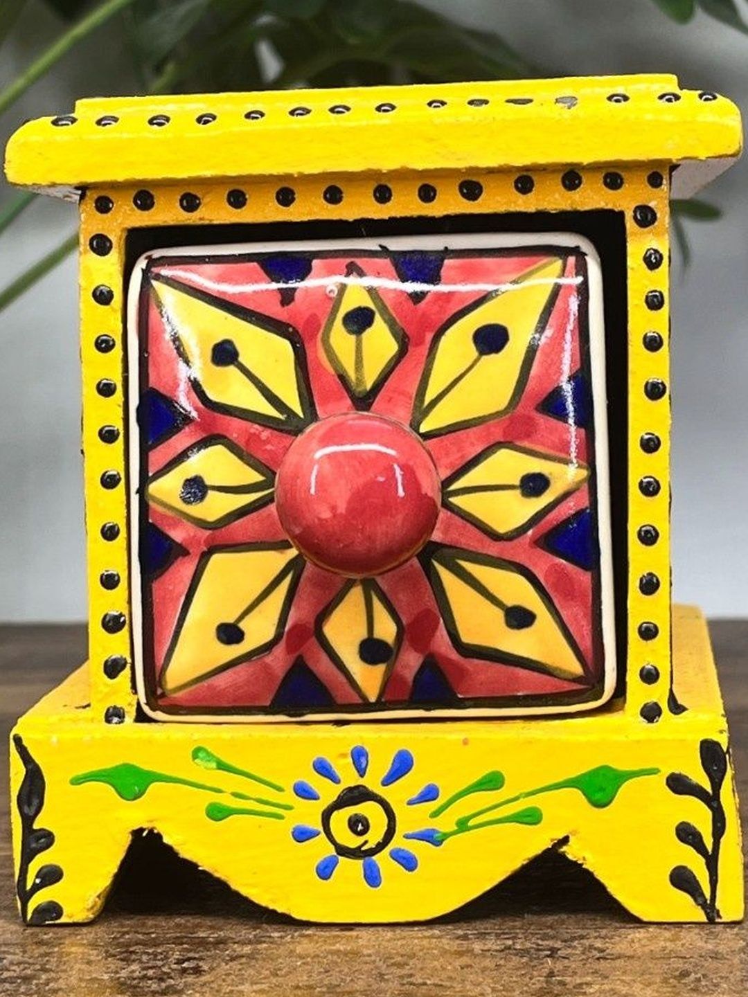 DIWAM HANDICRAFTS Yellow Decorative Storage Drawers Box