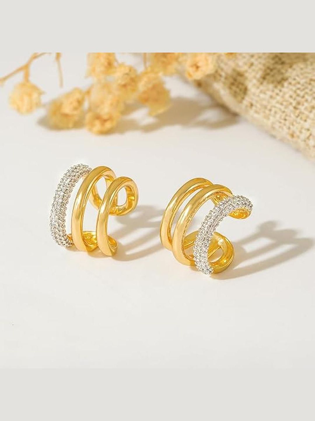 EL REGALO Artificial Stones Studded Contemporary Shaped Ear Cuff-image-8