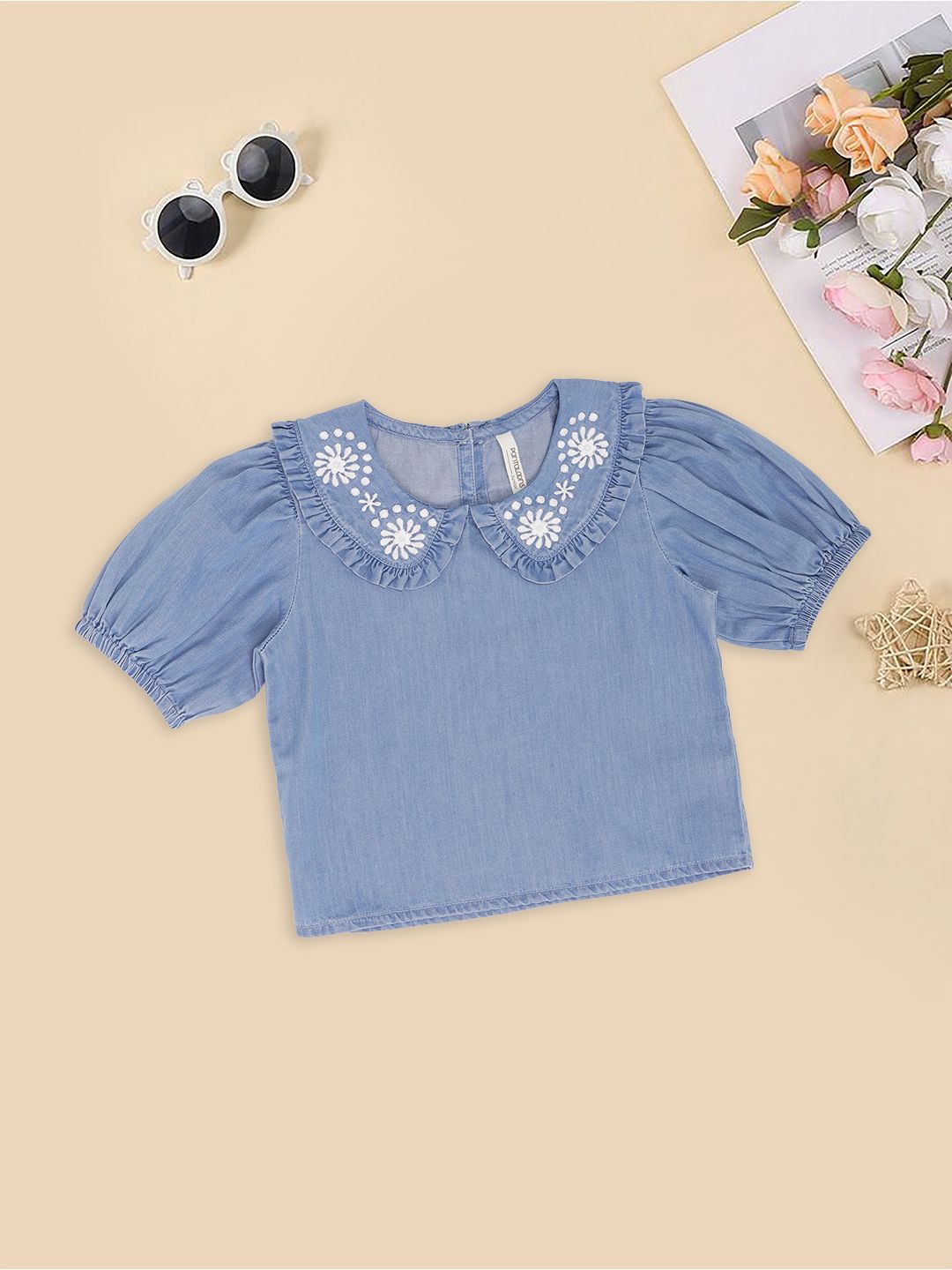 Pantaloons Junior Peter Pan Collar Puff Sleeve Cotton Top-picture-35