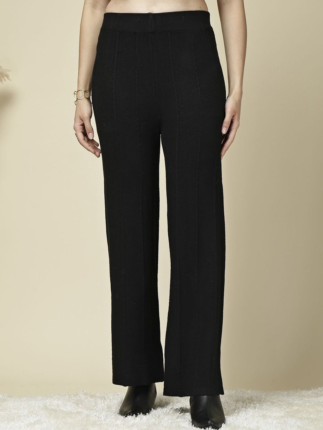 Mafadeny Women Relaxed Straight Leg High-Rise Trousers