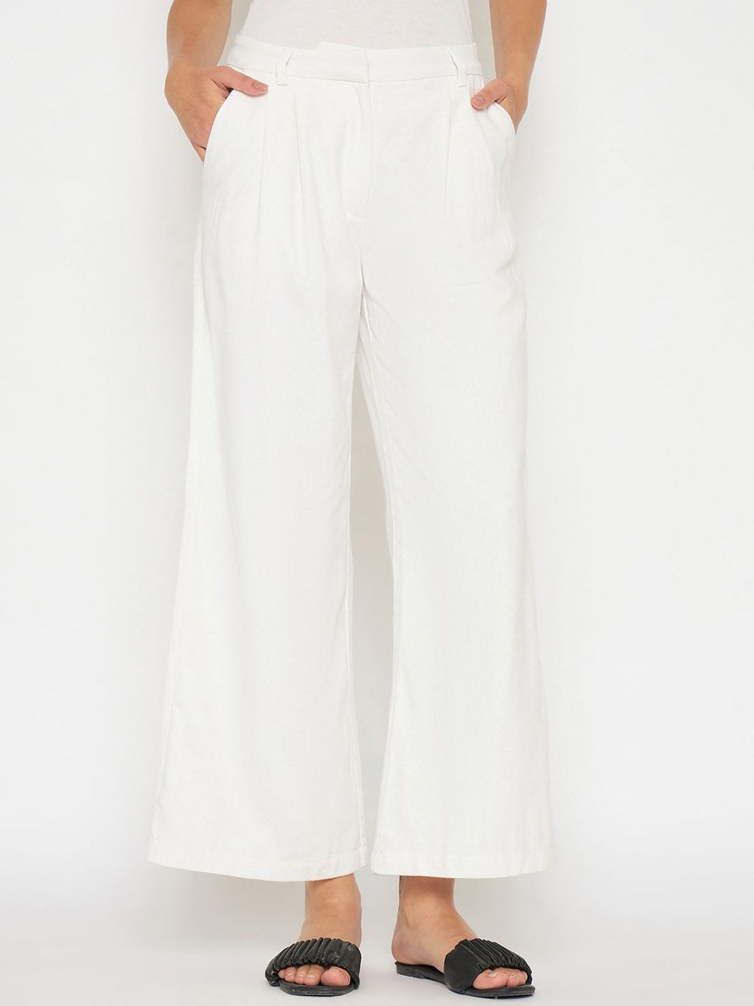 Madame Women Pleated Relexed Fit Trousers-image-29