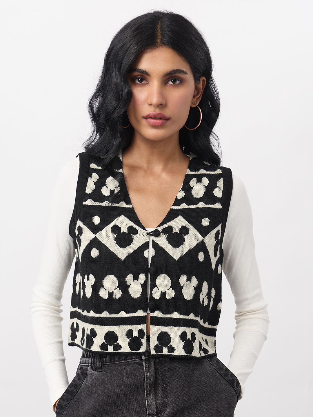 The Souled Store Women Mickey Mouse: Mr. Mouse Crop Top-picture-35