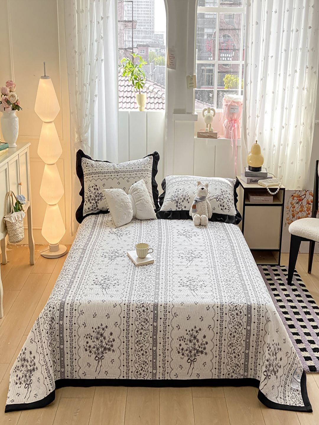JC HOME Unisex Floral Printed Single Bed & Pillow Covers-picture-34