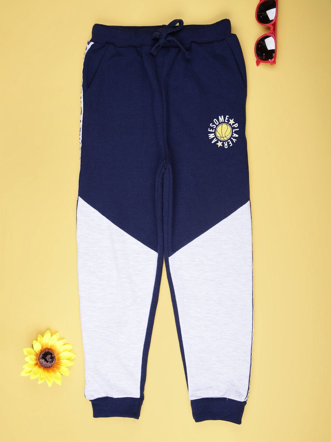 V-Mart Boys Colourblocked Mid-Rise Cotton Lounge Pants-picture-15