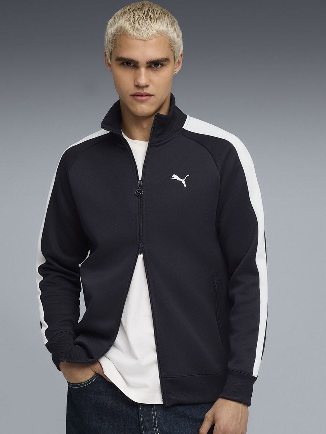 Puma Men T7 ALWAYS Mock Collar Colourblocked Bomber Jacket-picture-18
