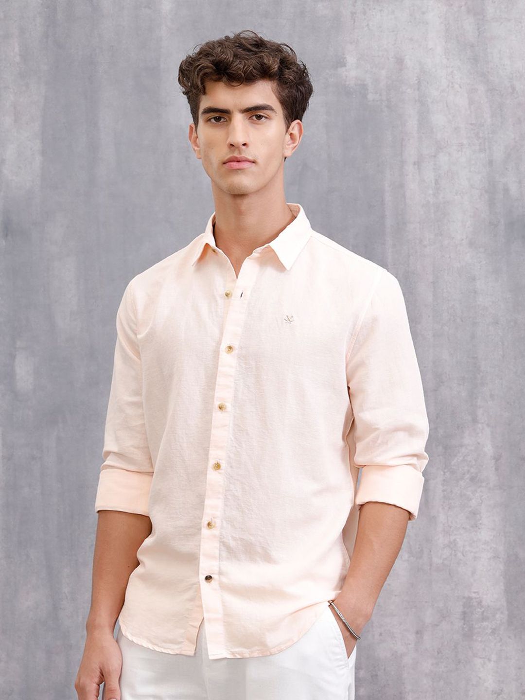 WROGN Slim Fit Spread Collar Linen Opaque Shirt-picture-18