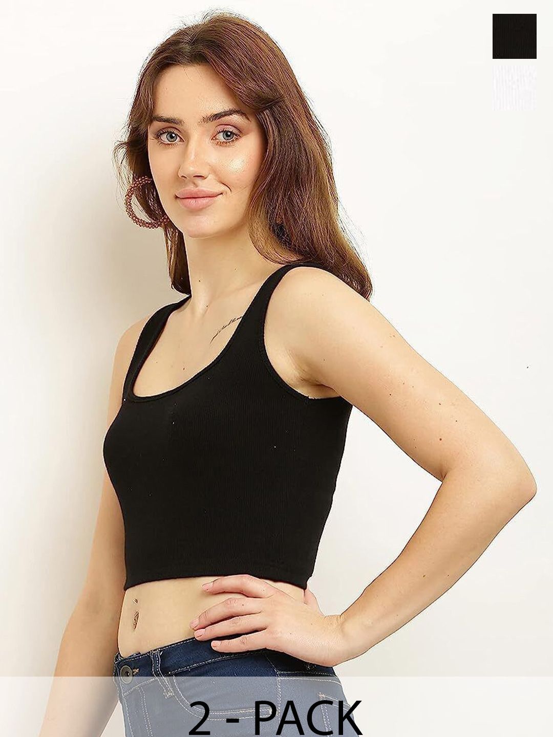 MIXFIT Pack of 2 Women Ribbed Tank Crop Top-picture-37