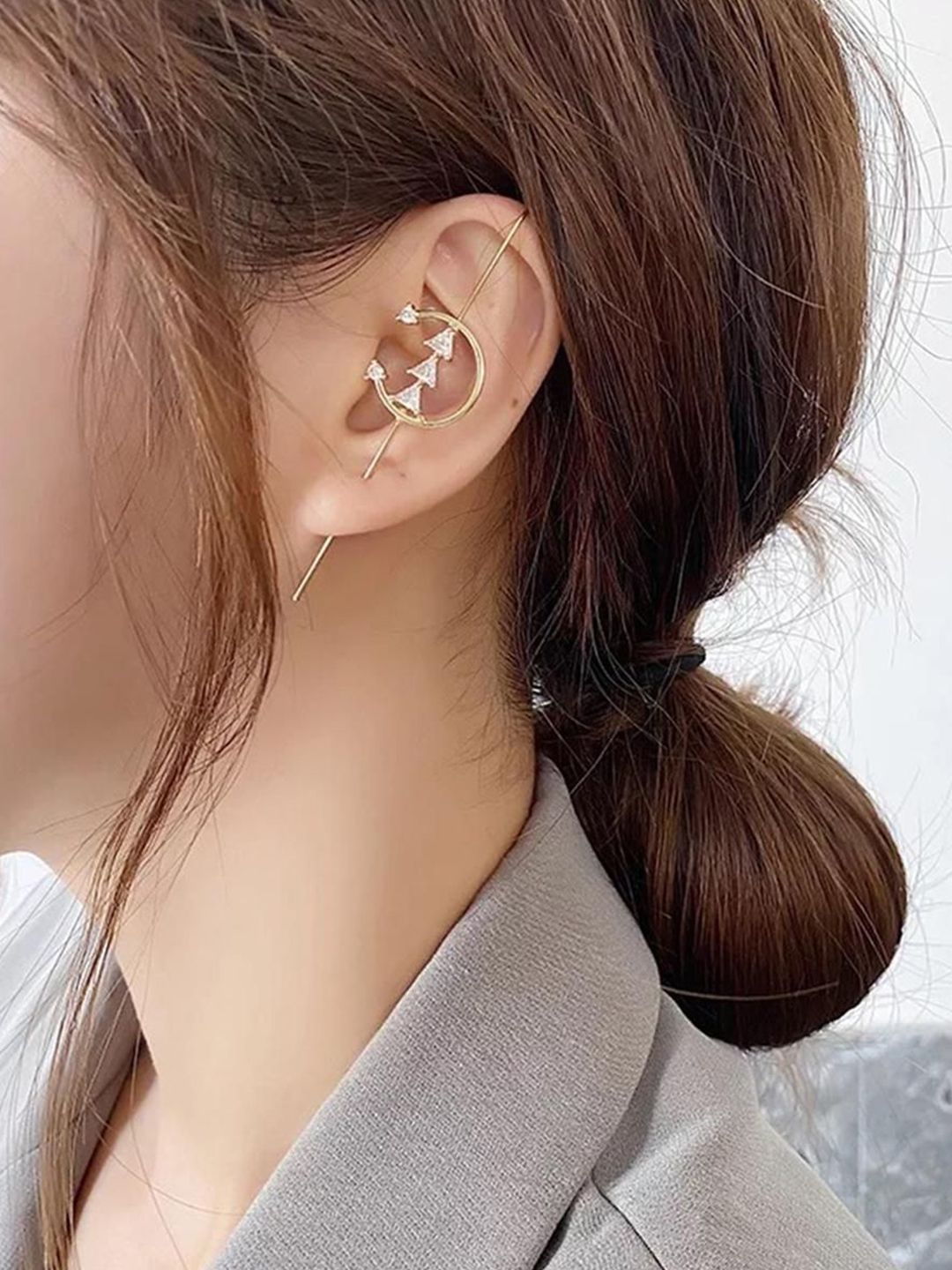 EL REGALO Artificial Stones Studded Triangular Shaped Ear Cuffs-image-33