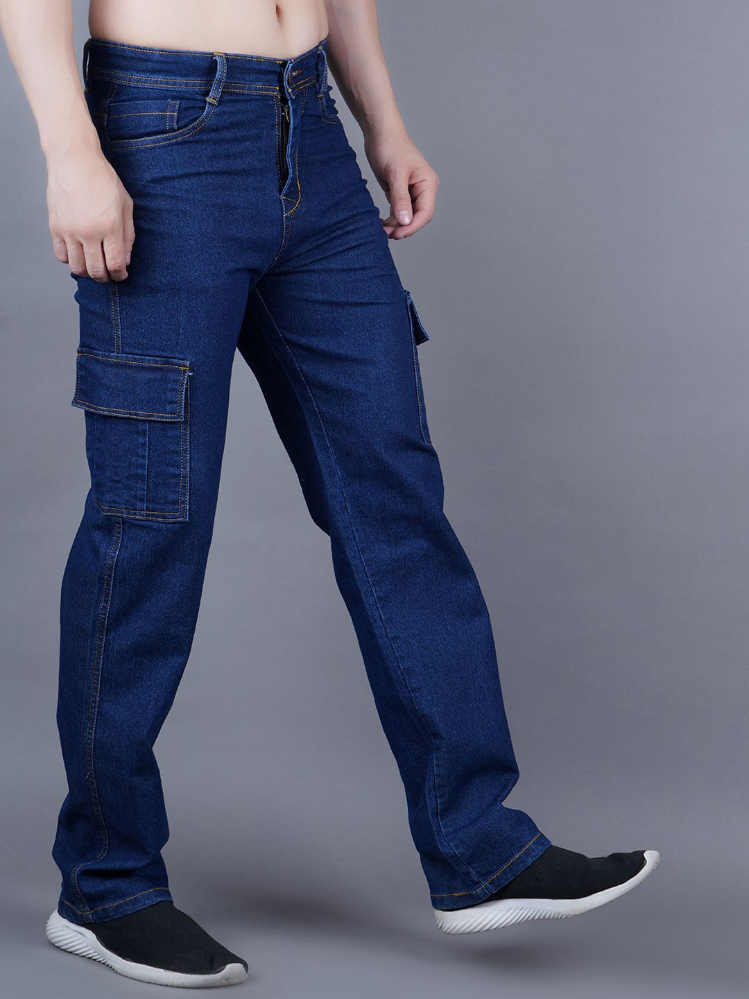 MaverIQ Men Classic Relaxed Fit Mid-Rise Light Fade Stretchable Jeans-picture-35