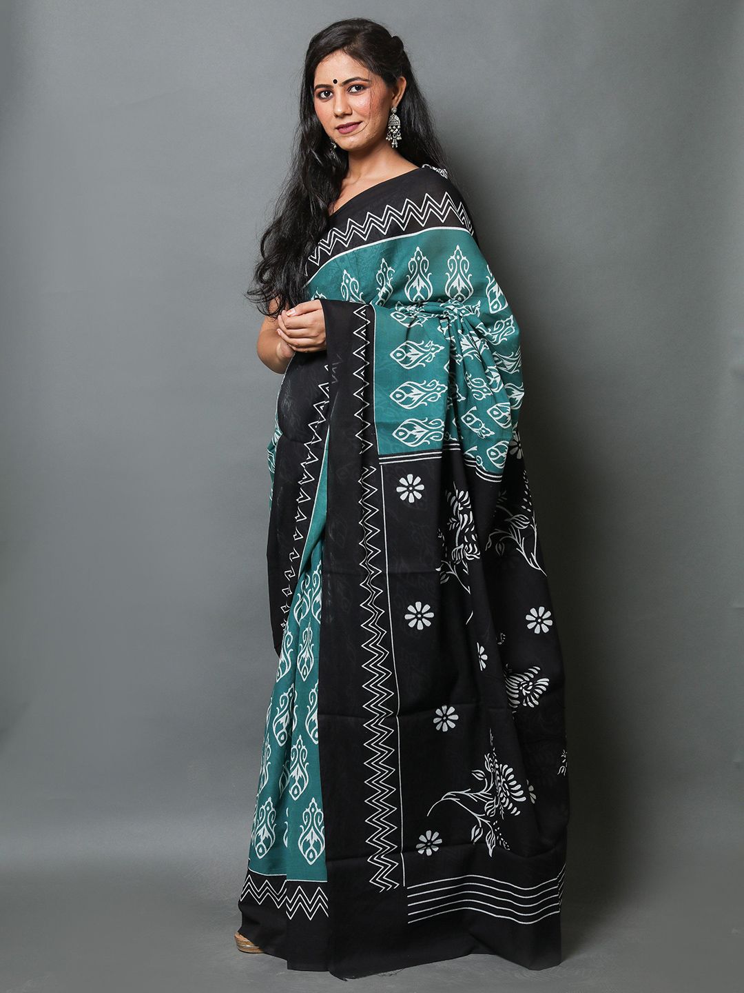 Craft Musium Ethnic Motifs Printed Pure Cotton Saree-picture-16