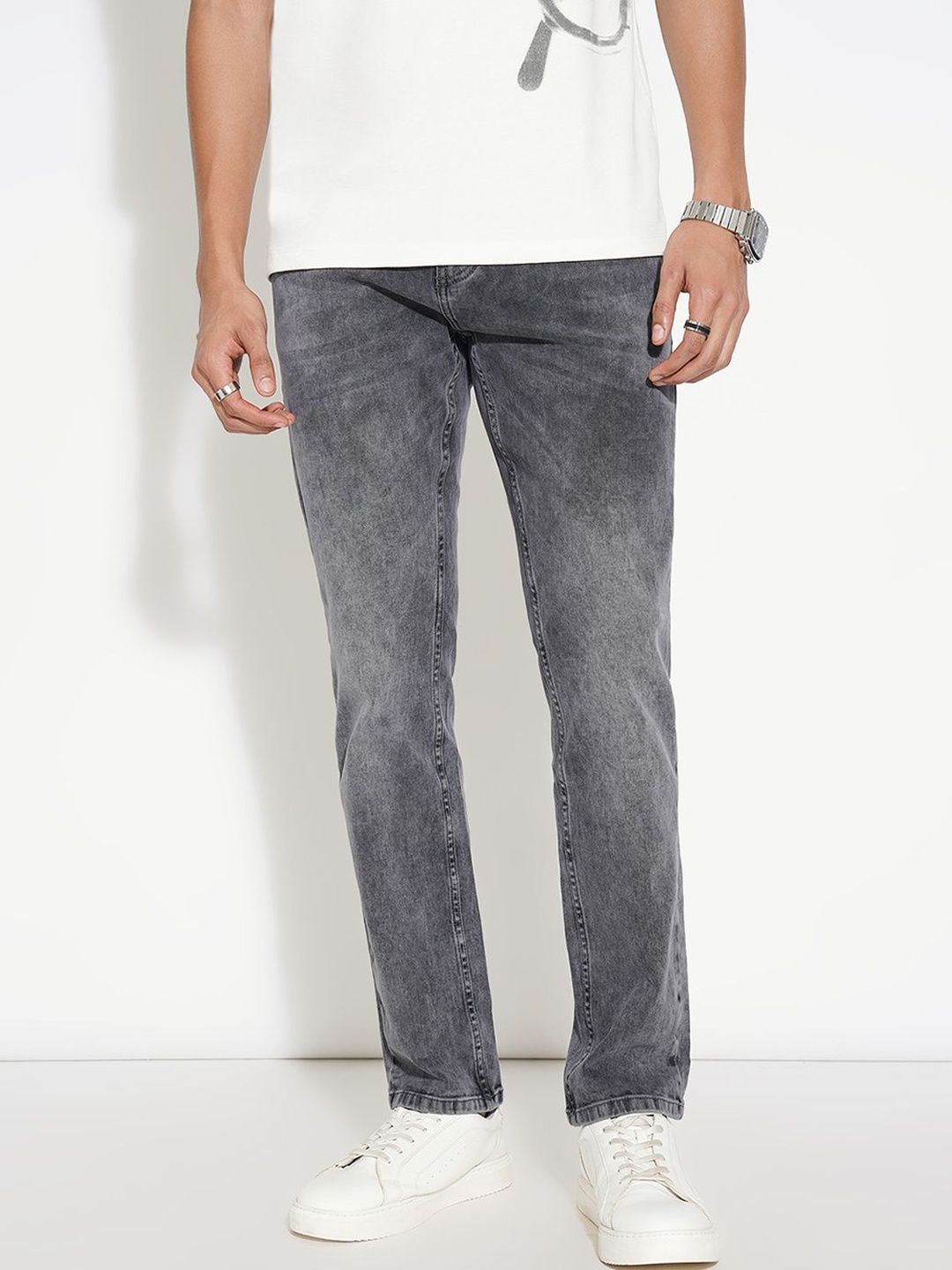 SF JEANS by Pantaloons Men Straight Fit Mid-Rise Heavy Fade Jeans-picture-17