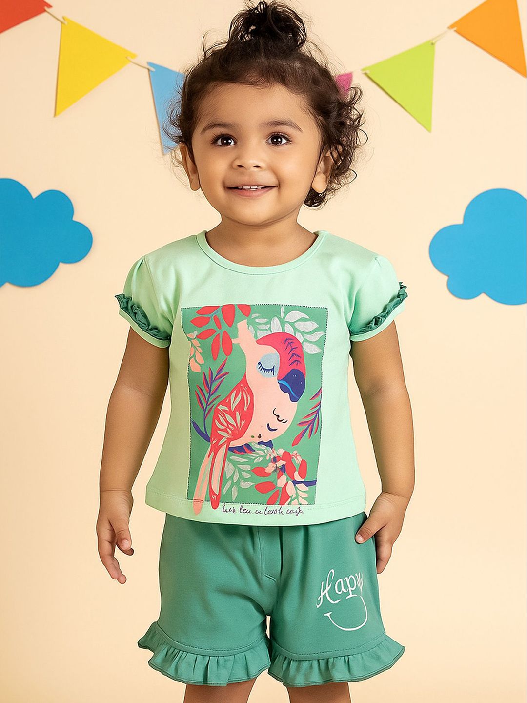 Zeal Girls Printed Cotton Top With Shorts-picture-56