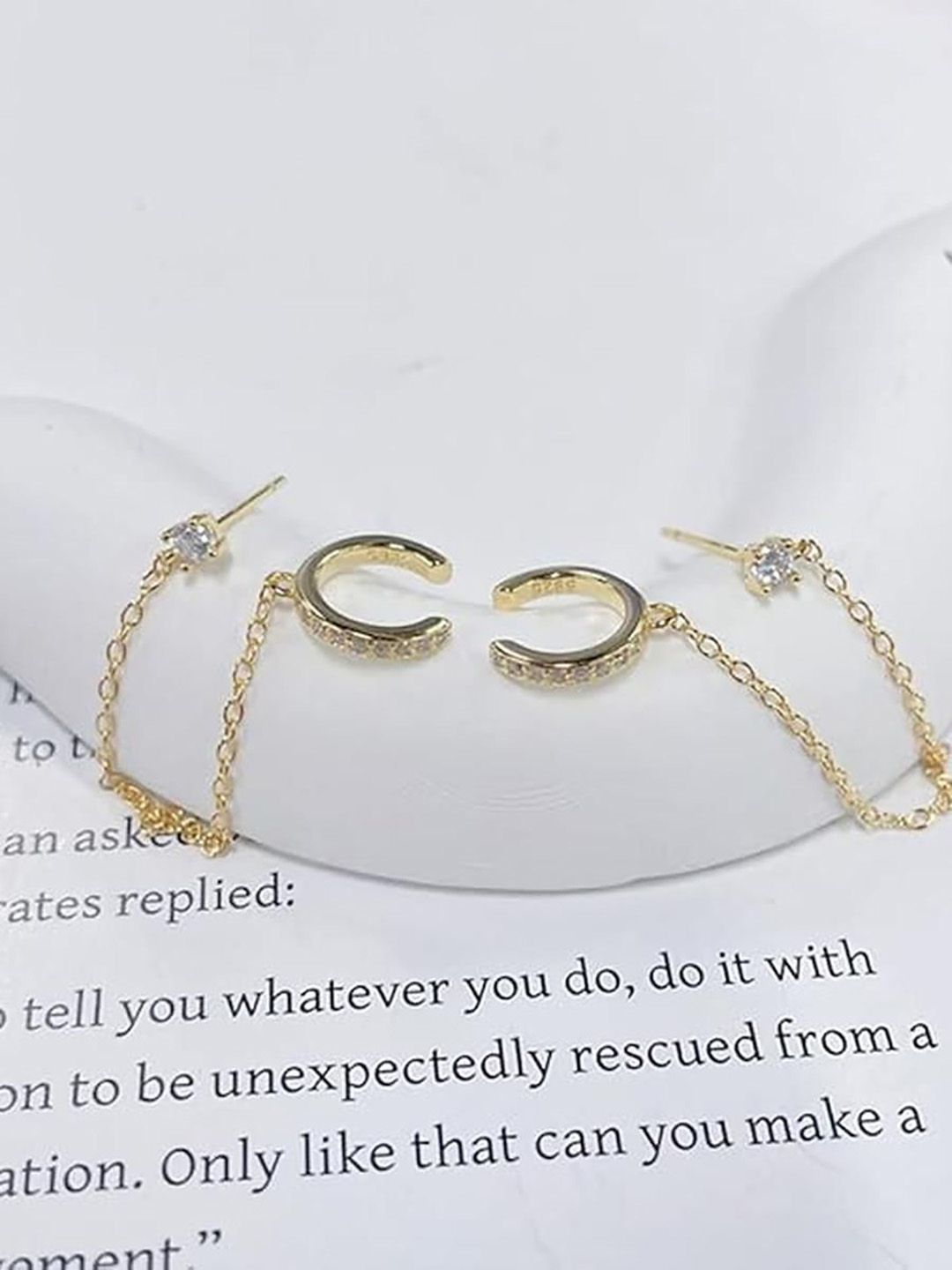 EL REGALO Artificial Stones Studded Circular Shaped Drop Earrings-image-9