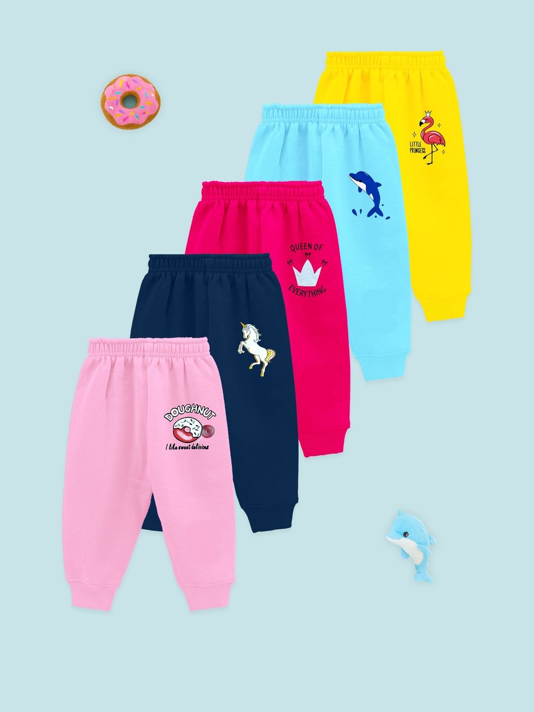 YK Kids Girls Pack of 5 Multicolor Cotton Regular Fit Pyjamas-image-35