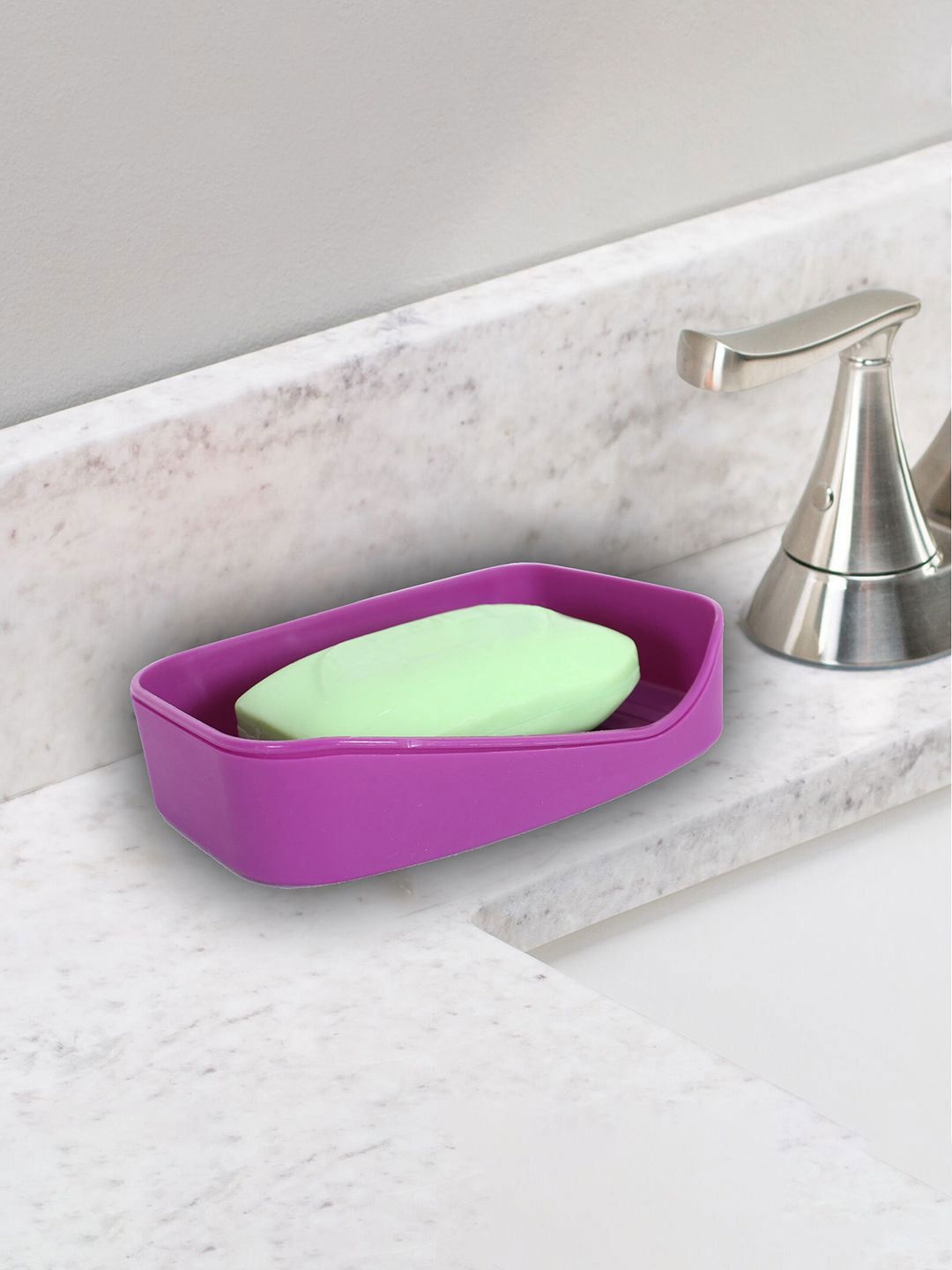 Kuber Industries Purple Solid Plastic Soap Dish
