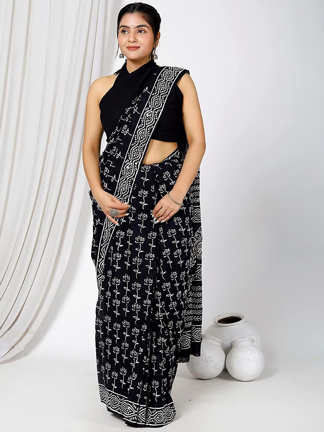 Craft Musium Floral Printed Pure Cotton Saree-picture-38