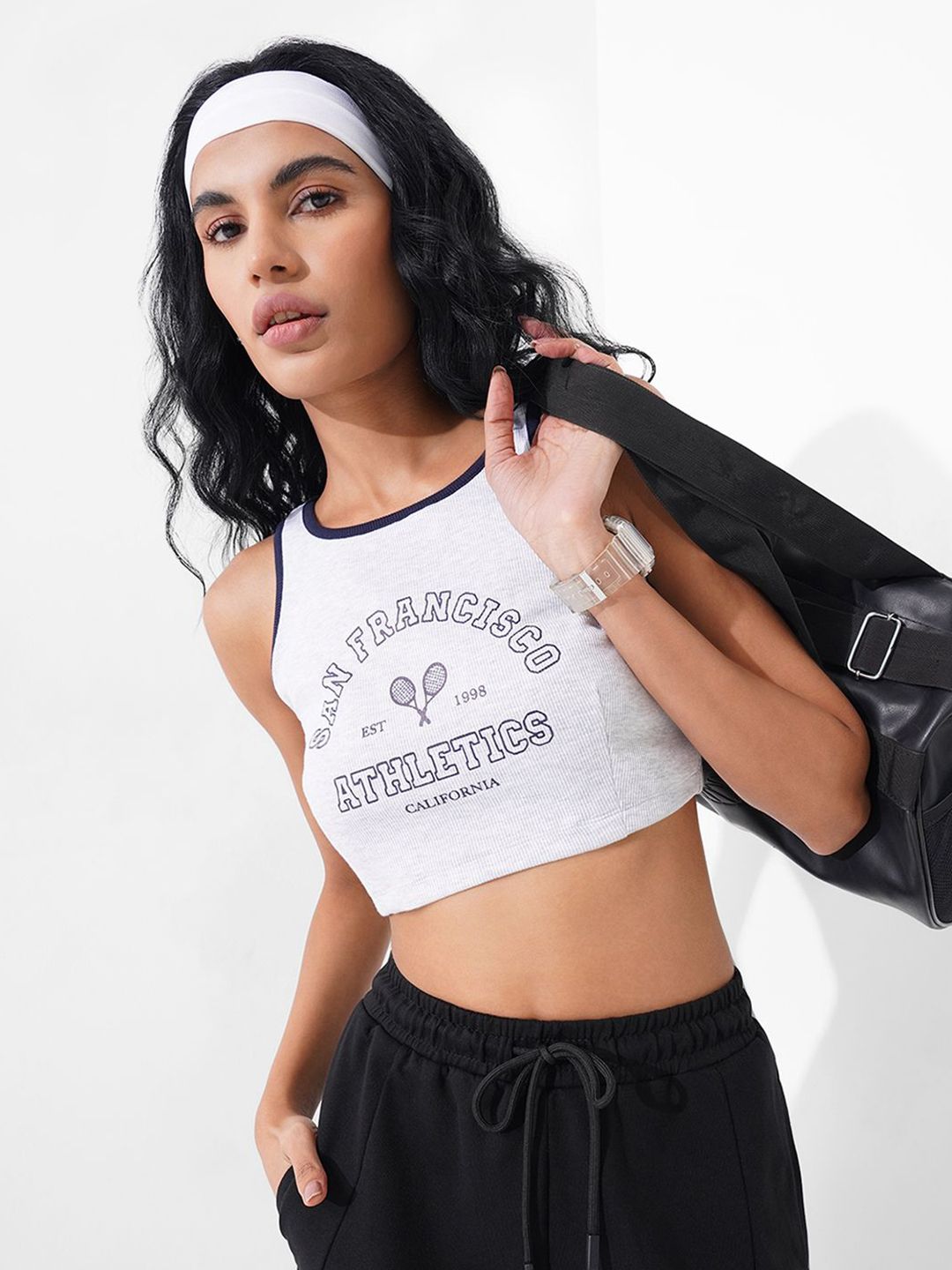 Ajile by Pantaloons Women Typography Printed Sleeveless Cotton Crop Top-picture-21