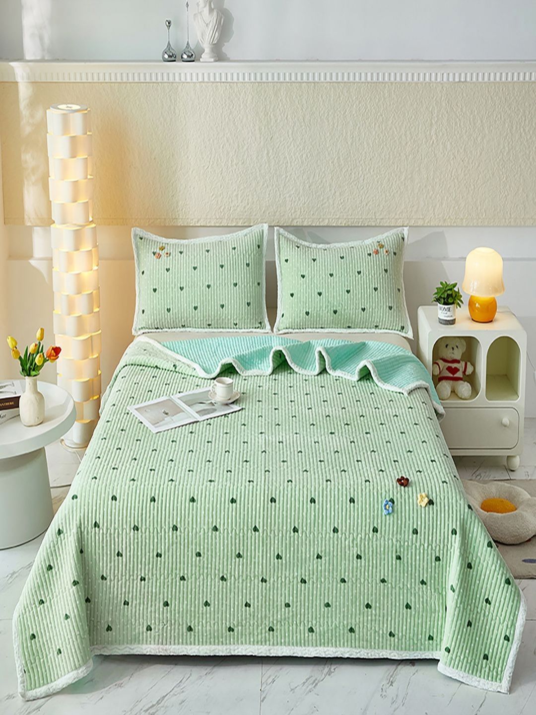 JC HOME Set Of 3 Conversational Printed Double King Size Bed & Pillow Covers-image-26
