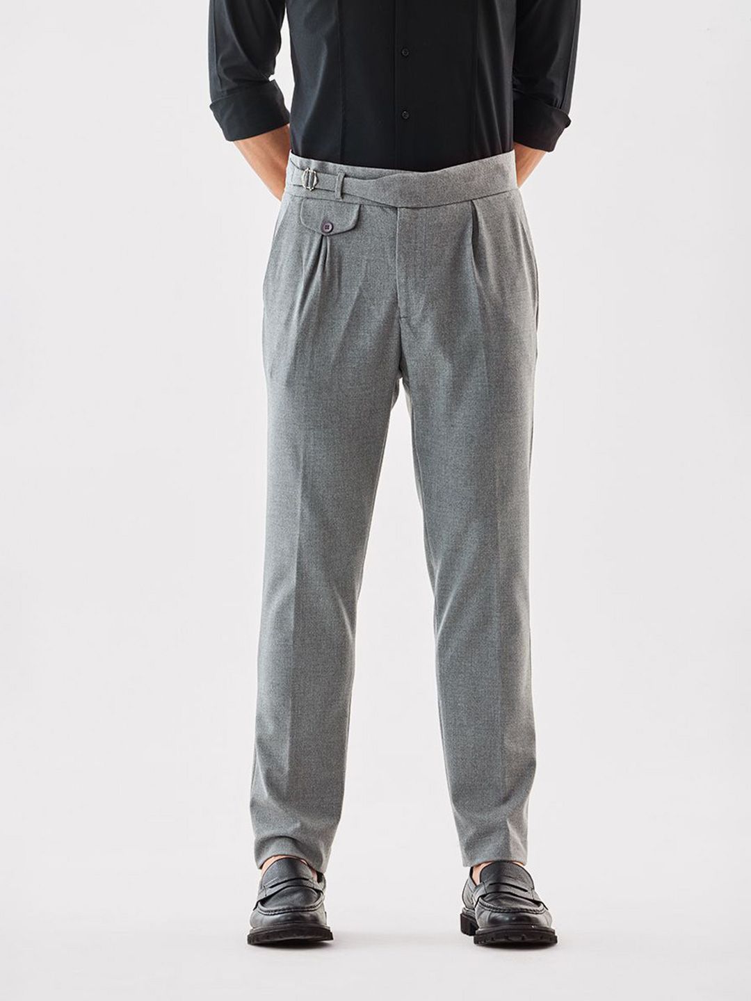 Snitch Men Grey Mid-Rise Slim Fit Trouser-picture-26