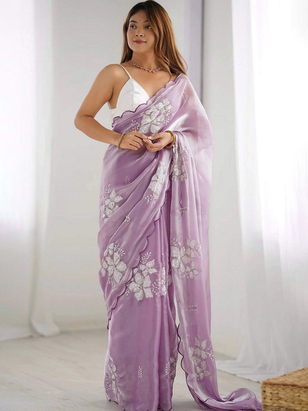 priyashi Ethnic Motifs Embroidered Sequinned Saree-picture-14
