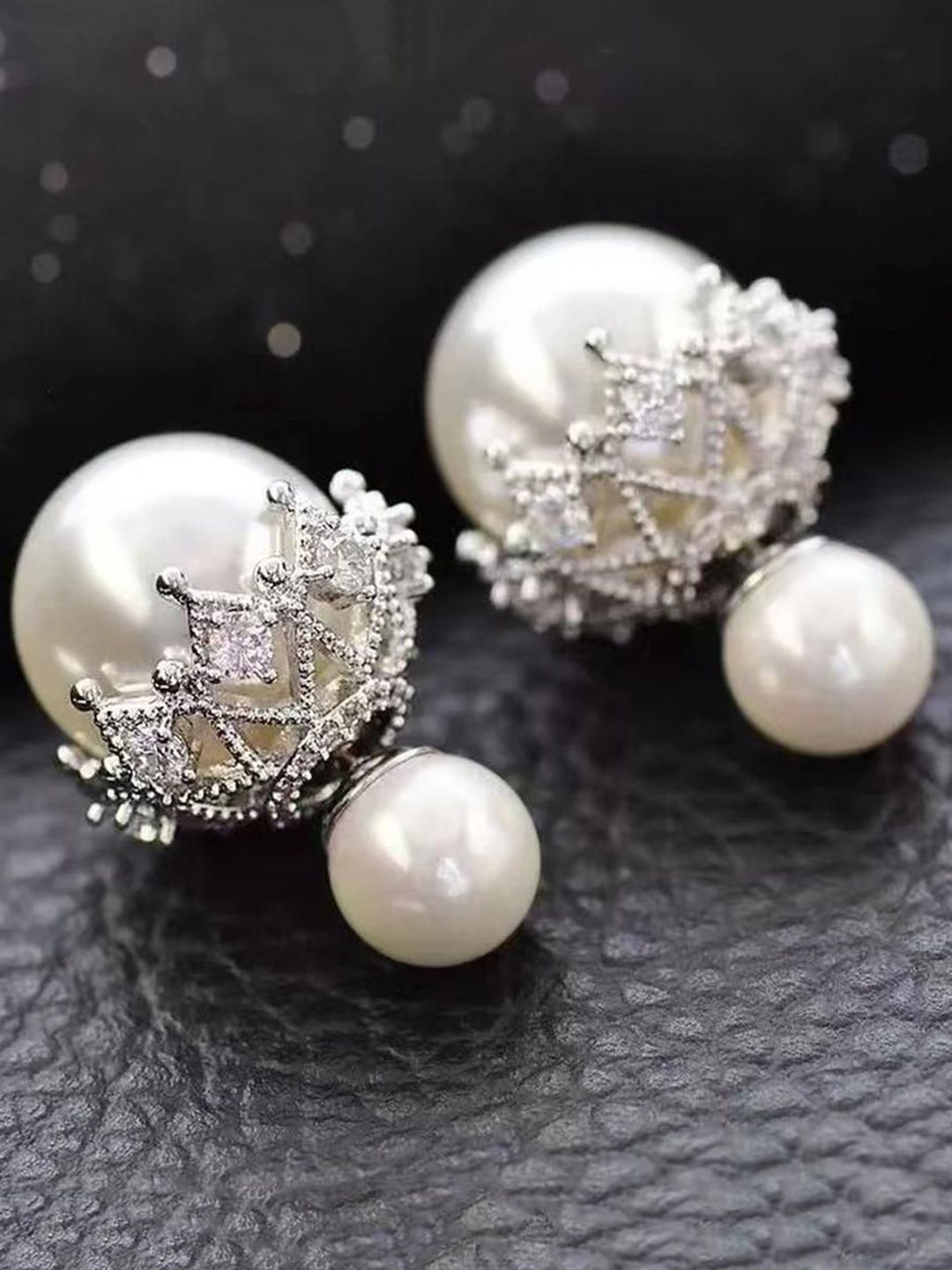 EL REGALO Artificial Stones Studded And Beaded Spherical Shaped Double Sided Studs-image-26