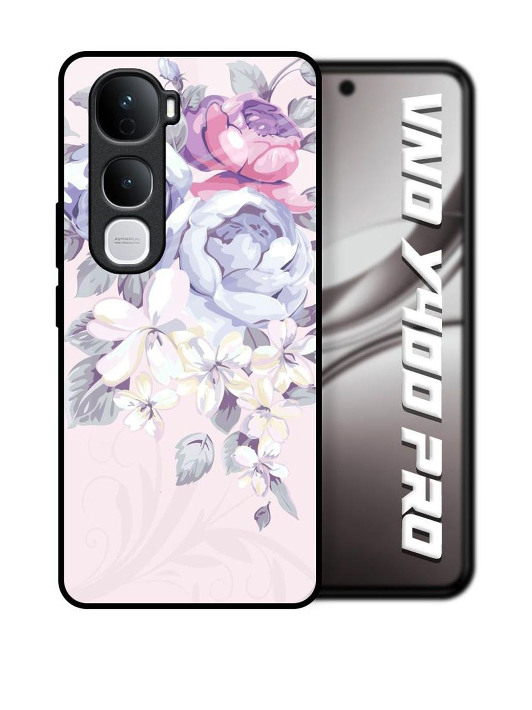 QRIOH Elegant Floral Printed Vivo Y400 Pro 5G Glass Back Case Mobile Accessories-picture-37