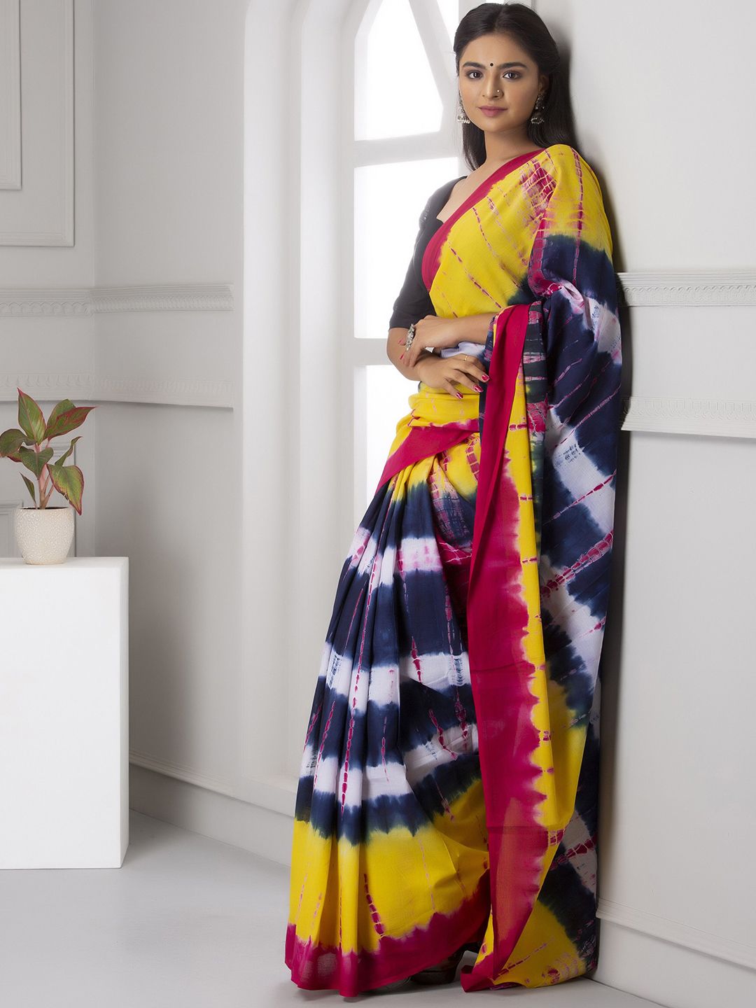 Craft Musium Tie and Dye Pure Cotton Block Print Saree-picture-19