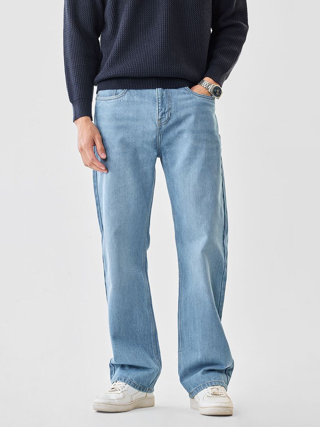 Snitch Men Light Blue Mid-Rise Straight Fit Jeans-picture-14