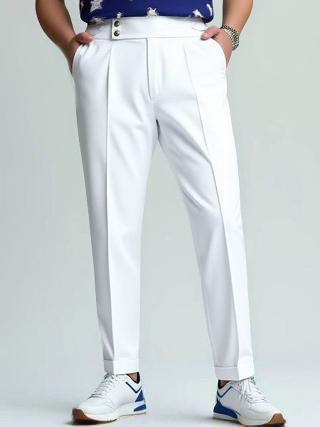 Mast & Harbour Men Regular Fit Mid-Rise Pleated Trousers-picture-35