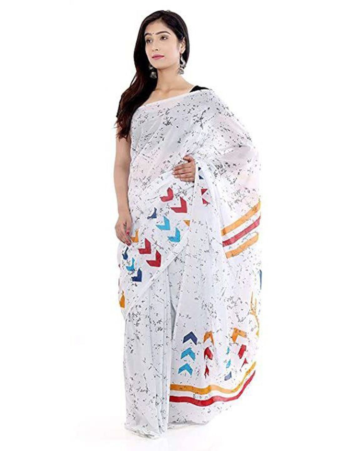 Craft Musium Abstract Printed Pure Cotton Block Print Saree With Blouse Piece-picture-18