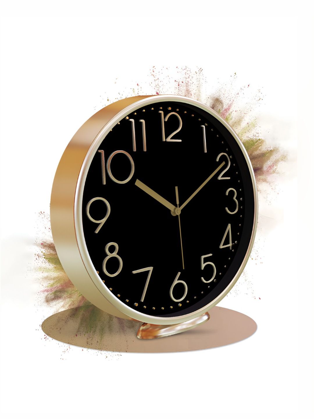 RANDOM Gold-Toned & Black Round Analogue OK To Wake Contemporary Foiling Wall Clock-image-21