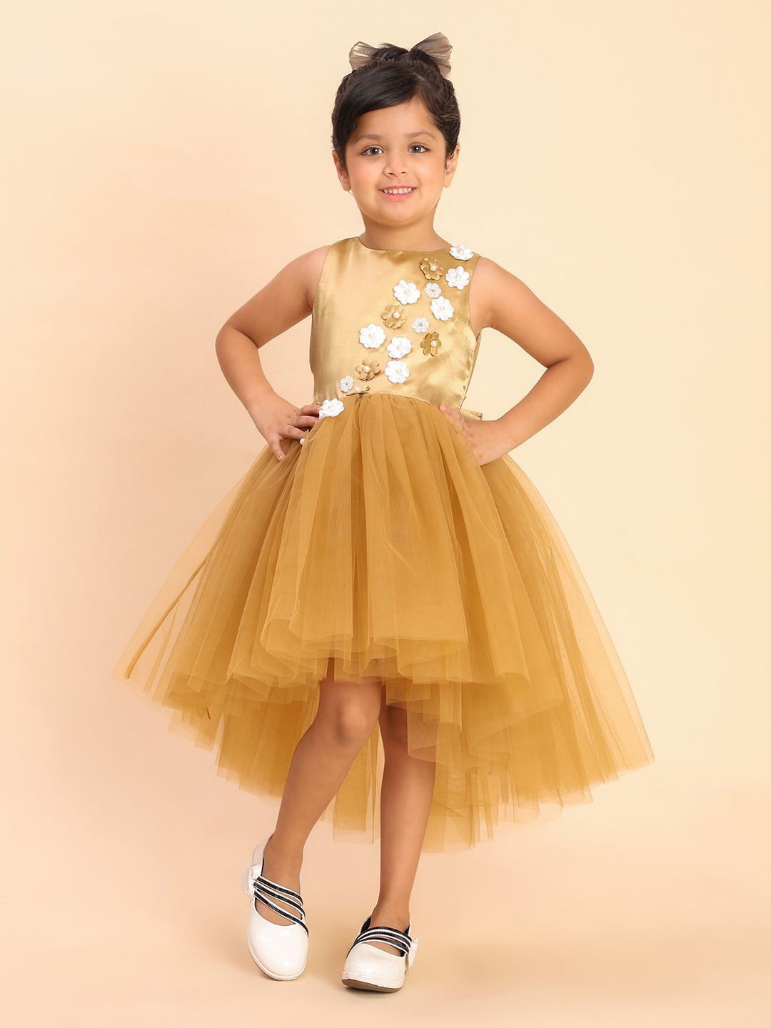 Toy Balloon kids Girls Self Design Round Neck Applique Fit & Flare Maxi Dress-picture-24