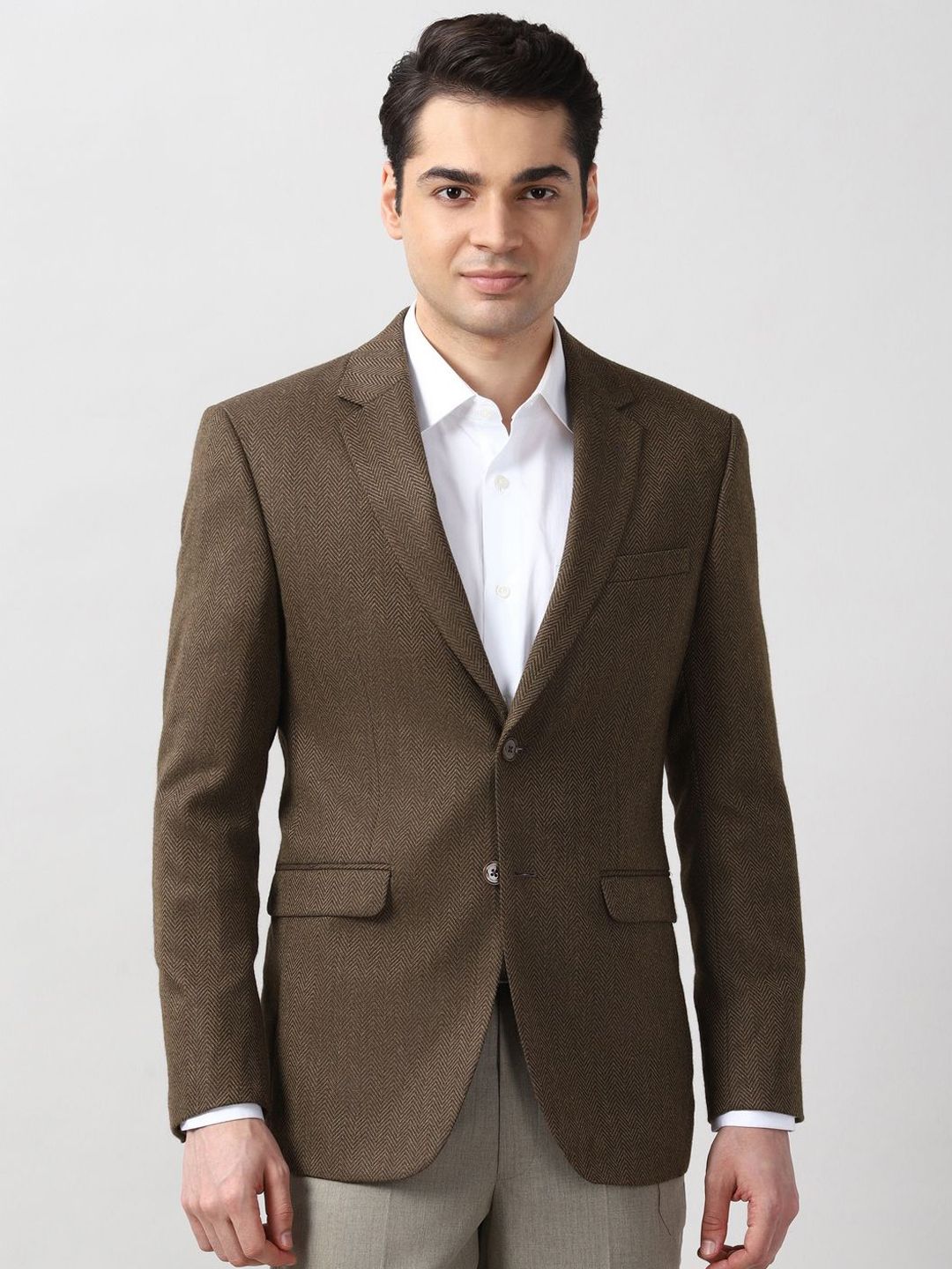 Peter England Elite Men Textured Single-Breasted Formal Blazer-picture-19