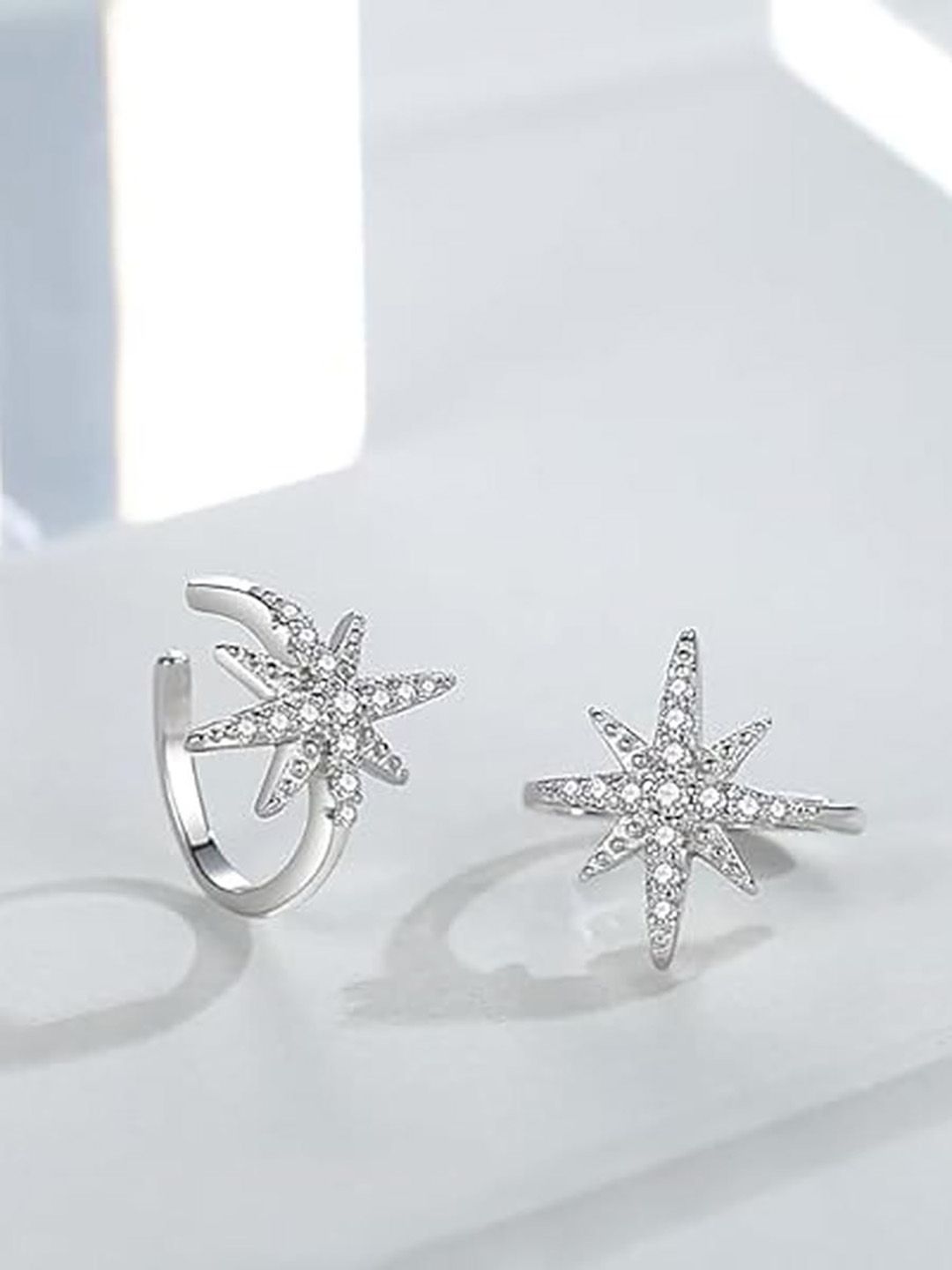EL REGALO Artificial Stones Studded Star Shaped Clip-On Ear Cuffs-image-15